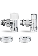 Комплект термостатический с запорным клапаном Varmega №1 VMDV10-410415, 1/2" x 3/4"EK ВР-НР, угловой, хром 