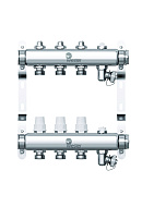 Распределительный коллектор (группа) Wester W903.3, 0-32-1870, 1", на 3 контура 3/4" EK, нержавеющая сталь, с 2 заглушками 