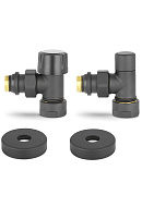 Комплект термостатический с запорным клапаном Varmega №1 VMDV10-210415, 1/2" x 3/4"EK ВР-НР, угловой, черный 