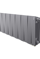 Биметаллический дизайн радиатор Royal Thermo PianoForte VD 300 Silver Satin (серый) VDR80 - 14 секций, нижнее правое подключение, 80мм 