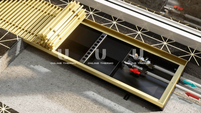 Конвектор внутрипольный Vitron ВК.90.300.2250.4ТГ (1322 Вт) без вентилятора (без решетки) 