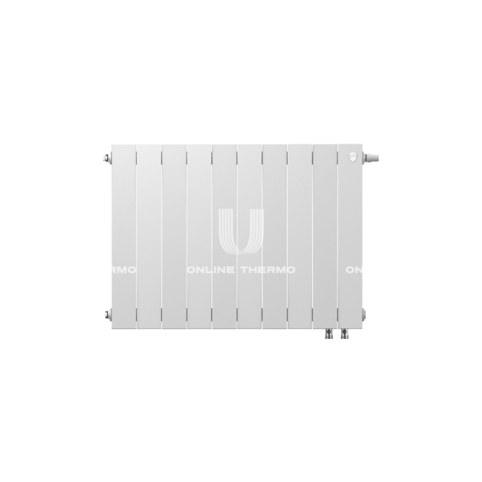 Биметаллический дизайн радиатор Royal Thermo PianoForte 500 Bianco Traffico (белый) VDR80 - 10 секций, нижнее правое подключение, 80мм 