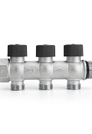 Коллектор с регулировочными клапанами Varmega VMMM03-C06153 1", на 3 выхода 3/4"ЕК, хромированный 