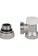 Запорный радиаторный клапан (вентиль) ручной регулировки Stout SVL-1156-100015, 1/2" ВР-НР, угловой, с уплотнением 