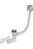 Сифон для ванны с напуском воды через перелив Alcaplast A508KM-80, система Click/Clack, перелив из хромированного пластика, пробка из металла, донный клапан, длина 80 см 