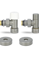 Комплект термостатический с запорным клапаном Varmega №1 VMDV10-310415, 1/2" x 3/4"EK ВР-НР, угловой, серый 
