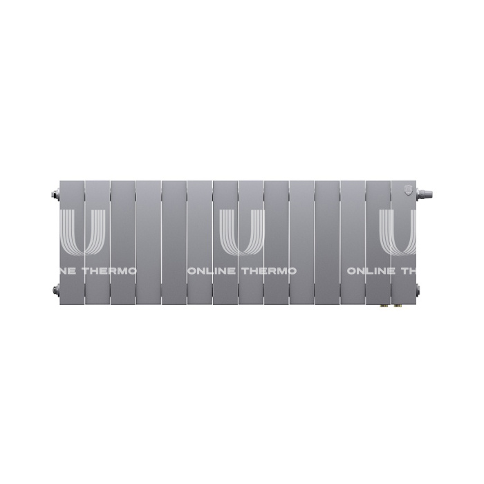 Биметаллический дизайн радиатор Royal Thermo PianoForte VD 300 Silver Satin (серый) VDR80 - 16 секций, нижнее правое подключение, 80мм 