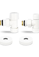 Комплект термостатический с запорным клапаном Varmega №1 VMDV10-110415, 1/2" x 3/4"EK ВР-НР, угловой, белый 