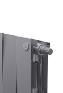 Биметаллический дизайн радиатор Royal Thermo PianoForte VD 200 Silver Satin (серый) VDR80 - 14 секций, нижнее правое подключение, 80мм 