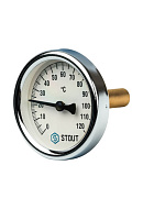 Термометр биметаллический с погружной гильзой Stout SIM-0003-635015, диаметр 63 мм, 120°С, штуцер 50 мм 