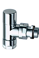 Запорный радиаторный клапан ручной FAR FL 0128 12P, 1/2" М24х19 НР-НГ, угловой, с резьбозажимным фитингом, хром 