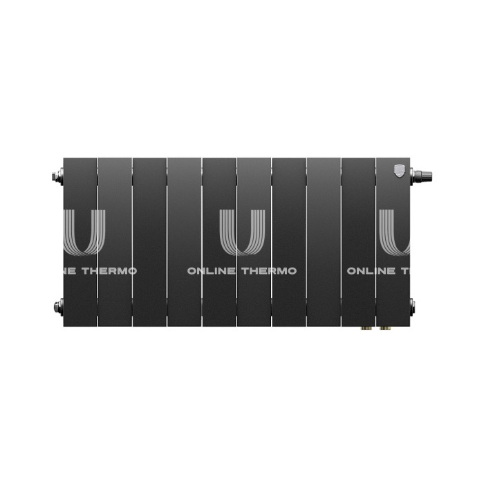 Биметаллический дизайн радиатор Royal Thermo PianoForte VD 300 Noir Sable (черный) VDR80 - 10 секций, нижнее правое подключение, 80мм 