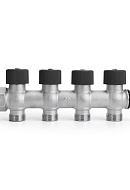 Коллектор с регулировочными клапанами Varmega VMMM03-C05154 3/4", на 4 выхода 3/4"ЕК, хромированный 