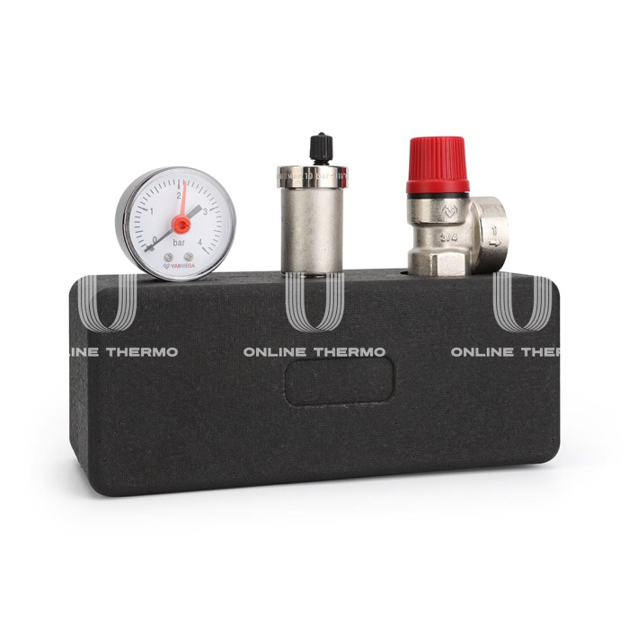 Группа безопасности котла Varmega VMSG06-M306030, 1", 3 бар, сталь, до 100 кВт, с термоизоляцией 